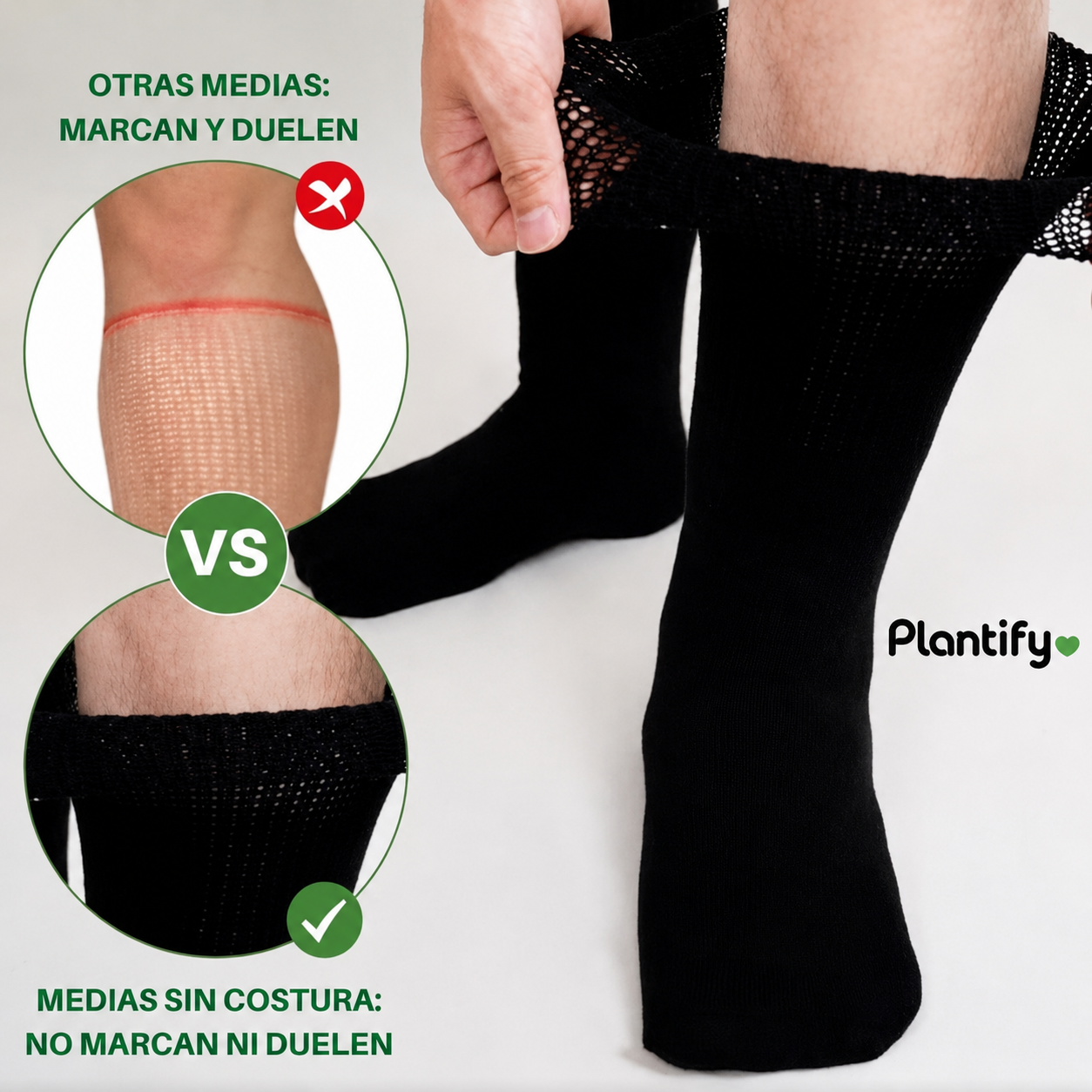 PARES DE MEDIAS SIN COSTURA SUAVES PARA DIABÉTICOS